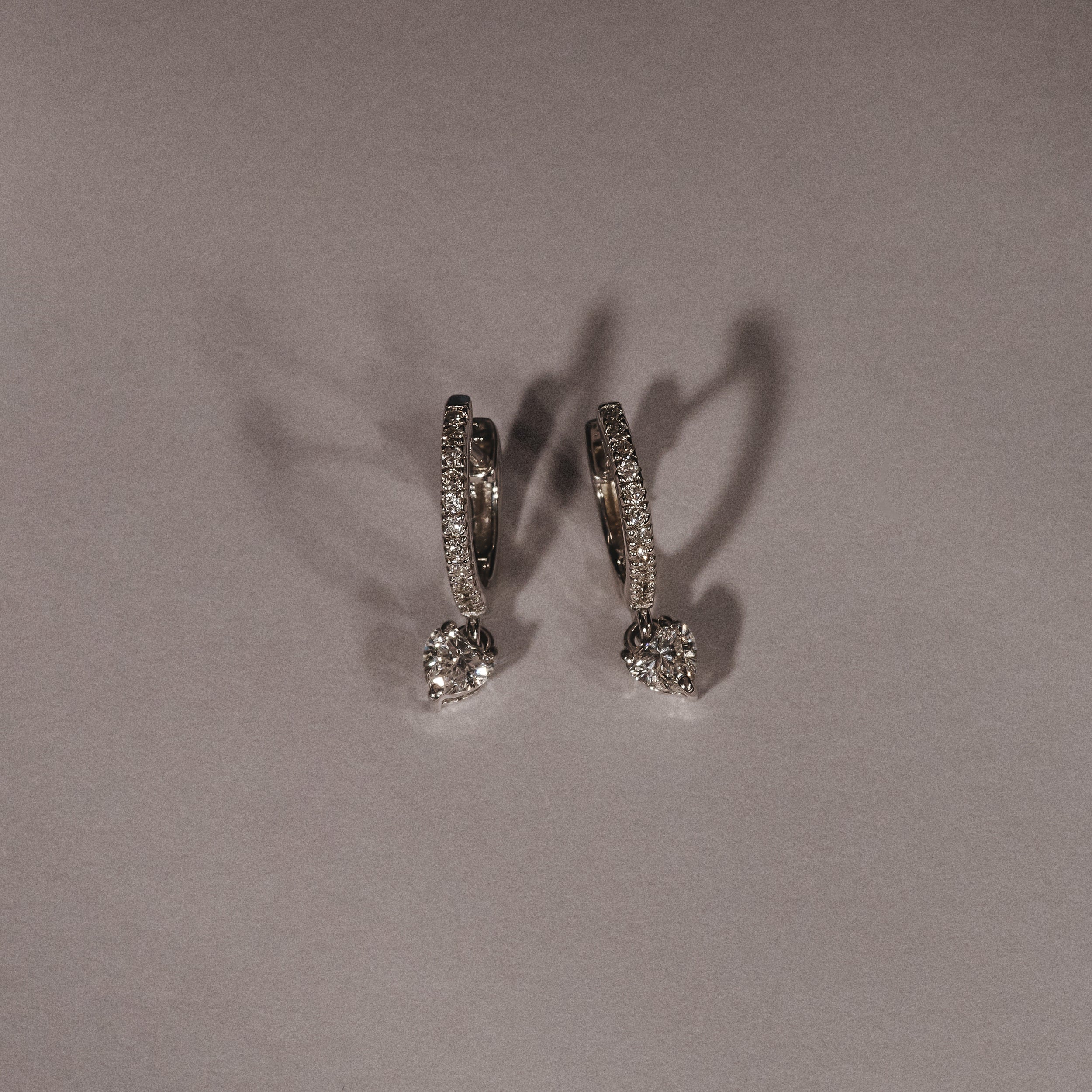 Stellato Heart Drop Hoop Earrings Lab Diamond 0.50ct in 925 Silver